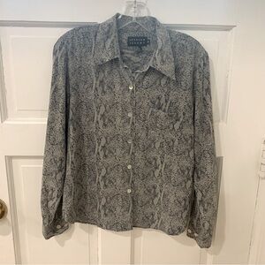 Spenser Jeremy Vintage Y2K Silk Snakeskin Button Up Blouse Size 10